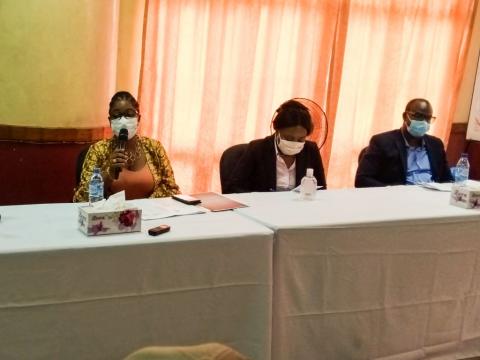 Auditor General Lara Taylor Pearce addressing the press conference among other auditors