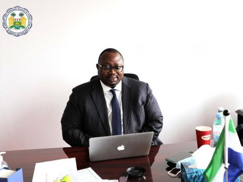 Ambassador Lansana Gberie at the virtual meeting