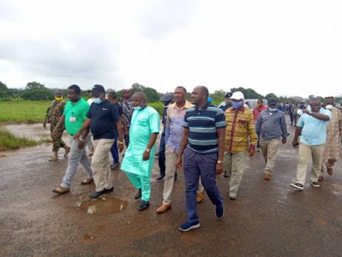 At Kenema Air field attendance of deputy minister of lands Rex Bonopha