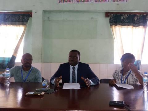 CARL's Ibrahim Tommy speaking at a press conference