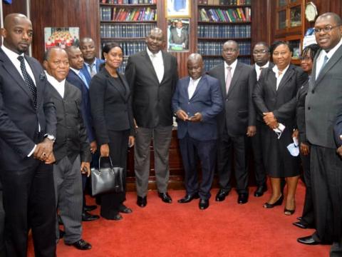 CJ Edwards poses with newly sworn in judges of High Court and Court of Appeals