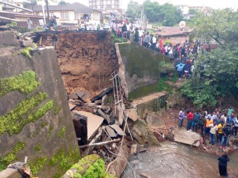 Collapsed Savage Street bridge