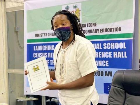 Dr Paul Sengeh Minister of Basic Education launching the report