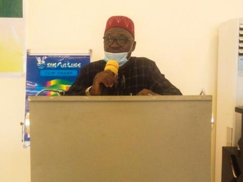 Dr. Sani making statement at the training in Freetown