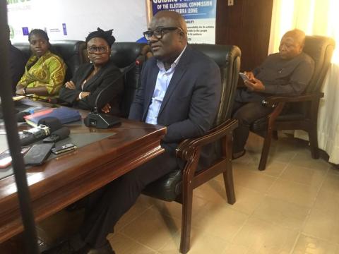 ECSL boss, Mohamed Kenewui Konneh, speaking at the press conference