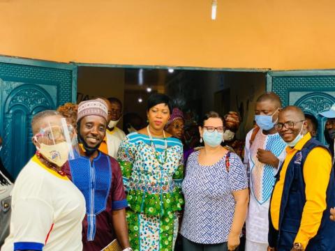 First Lady Fatima Bio pose with stakeholders at the even inaugurating the Bo Rainbow Center