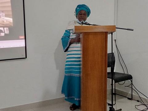 Hannah Deen presenting their case in Malen Chiefdom