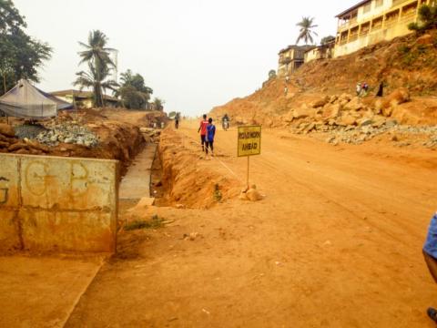Part of the Hill Side Bypass road under construction