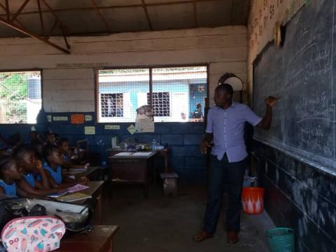 Patrick Kamara teaching PHE to class V pupils at Forum for African Women Educationalist Primary School Patrick Kamara teaching PHE to class V pupils at Forum for African Women Educationalist Primary School