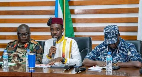 L-R: Chief of Defence Staff Lt Gen Lavahun, Information Minister Chernor Bah and Inspector General Fayia Sellu L-R: Chief of Defence Staff Lt Gen Lavahun, Information Minister Chernor Bah and Inspector General Fayia Sellu