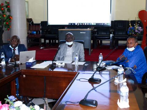 Prof. Gbakima and other officials at the validation work of the Student Loan scheme