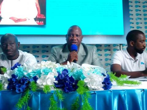 SALCAB Board Chairman, Sorier Fofana flanked by staff