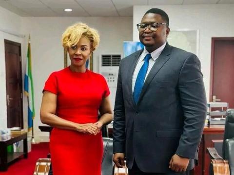 Foreign Minister Timothy Kabba poses with Grace Jeanet Mason, South African High Commissioner to Sierra Leone