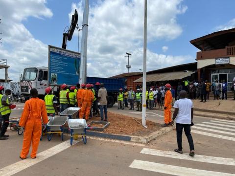 The symbolic installation of the electricity poles in Kailahun