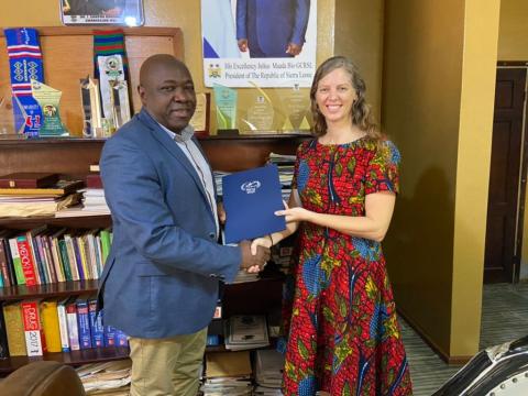 USL VC&P, Prof. Foday Sahr with Mercy Ships CD, Sandra Lako
